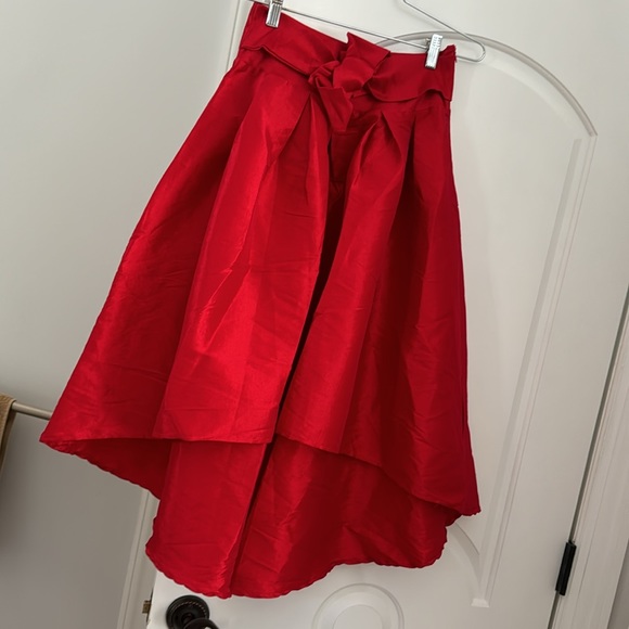 BOWKNOT ASYMMETRIC WATERFALL SKIRT IN RED - Picture 13 of 13